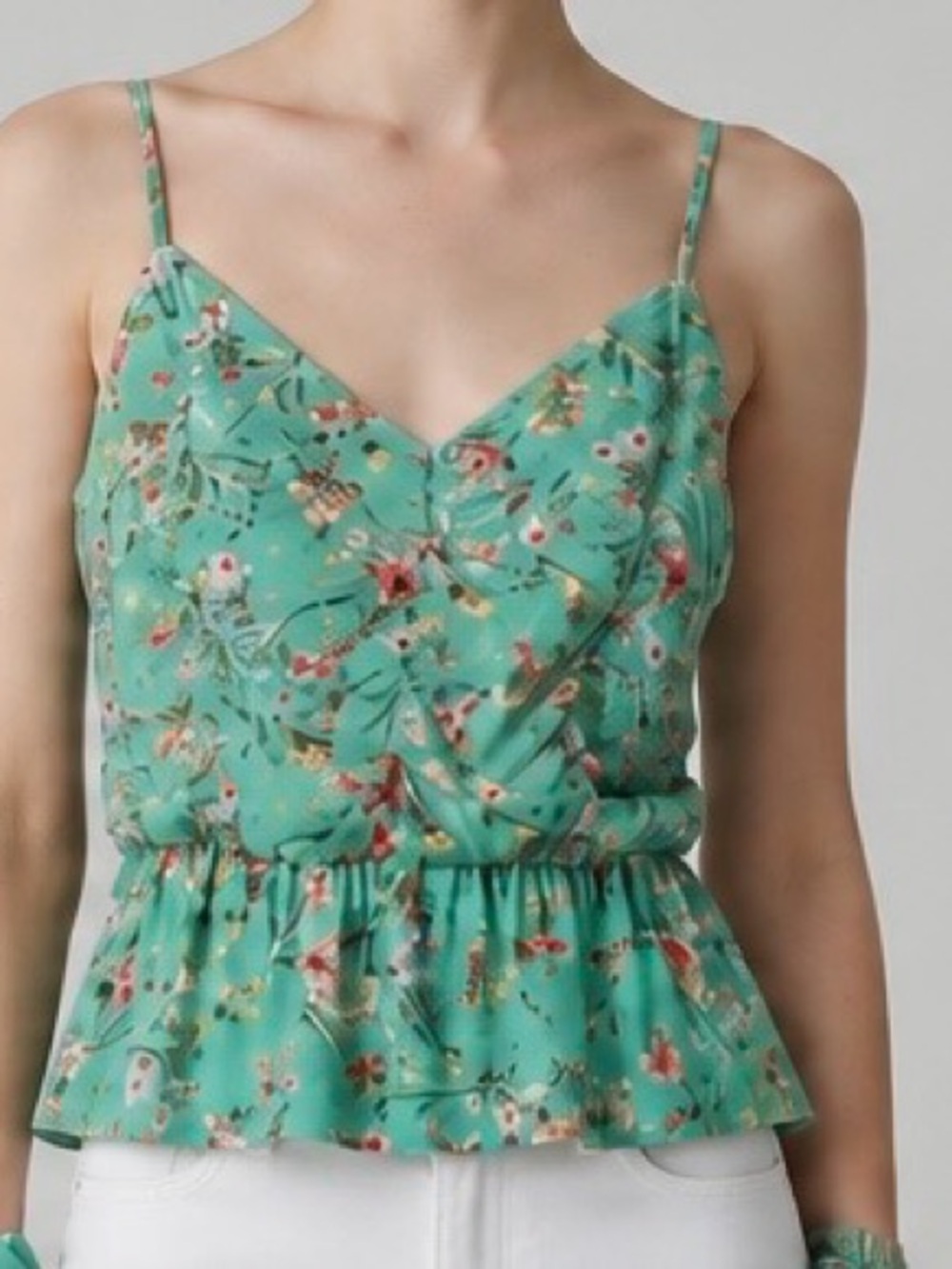 Promesa Mint Green Floral Smocked Tank